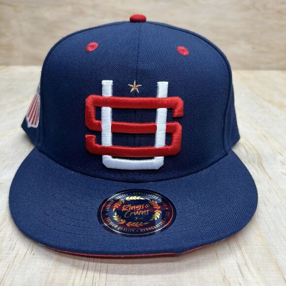 NEW 7 5/8 USA Rings Crwns United States Country Pride Fitted Cap Hat Blue - Picture 1 of 8